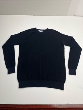 Oliver Charles Womens XS Black Crewneck Sweater Organic Cotton SeaCell Stretch